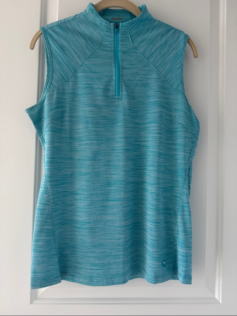 Puma Wome’s Sleeveless Zip-Front Tank Top - Teal • golf • medium